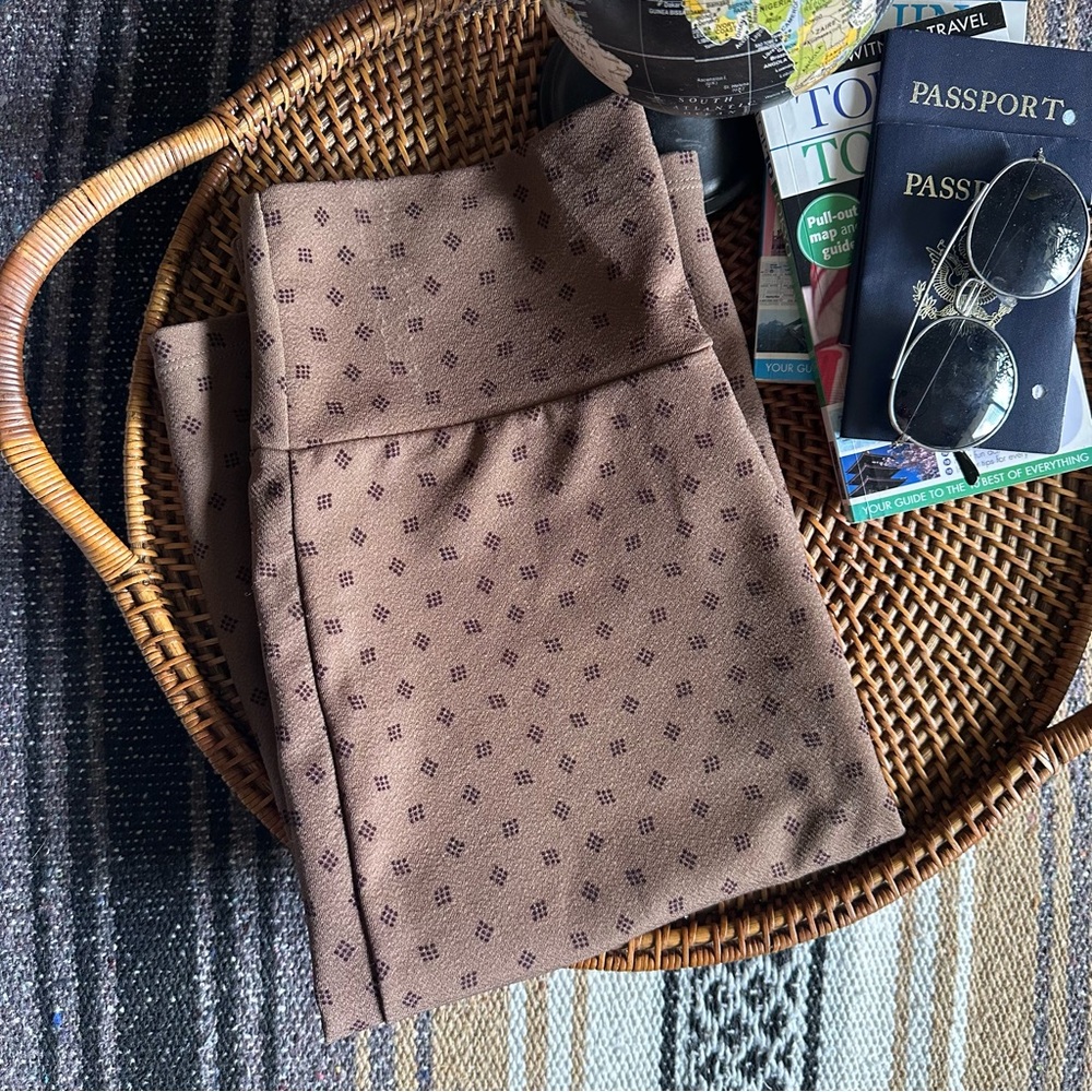 Lularoe Chocolate Brown Square Dot Stretchy Pencil Skirt Size M